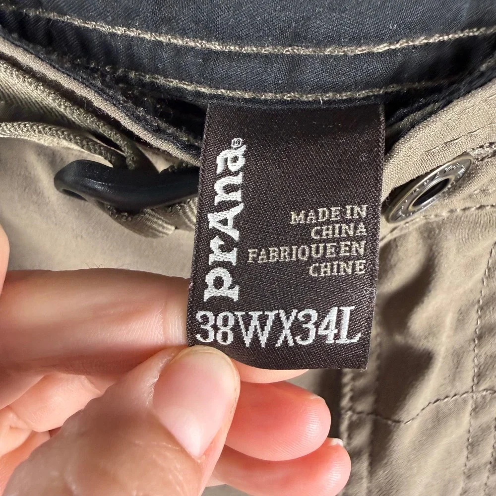 Prana Men's Tan Hiking Pants‎ 38x34 Belted Lightweight Breathable Cargo Pockets